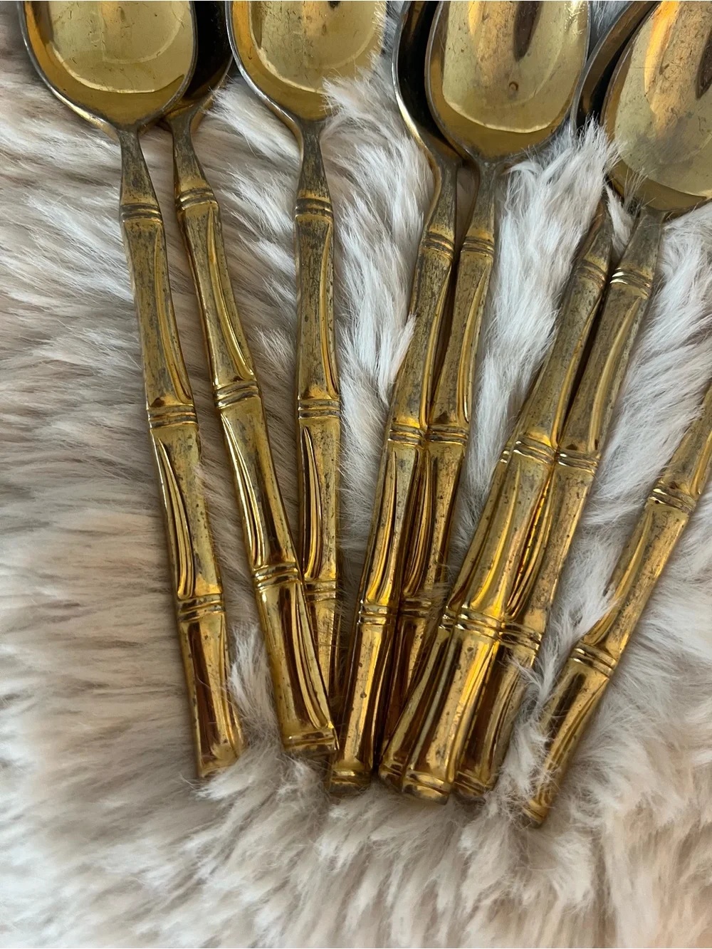 Vintage Mid Century Gold Plate Kona Bamboo  Flatware Set 33-Piece Elegant Cutler